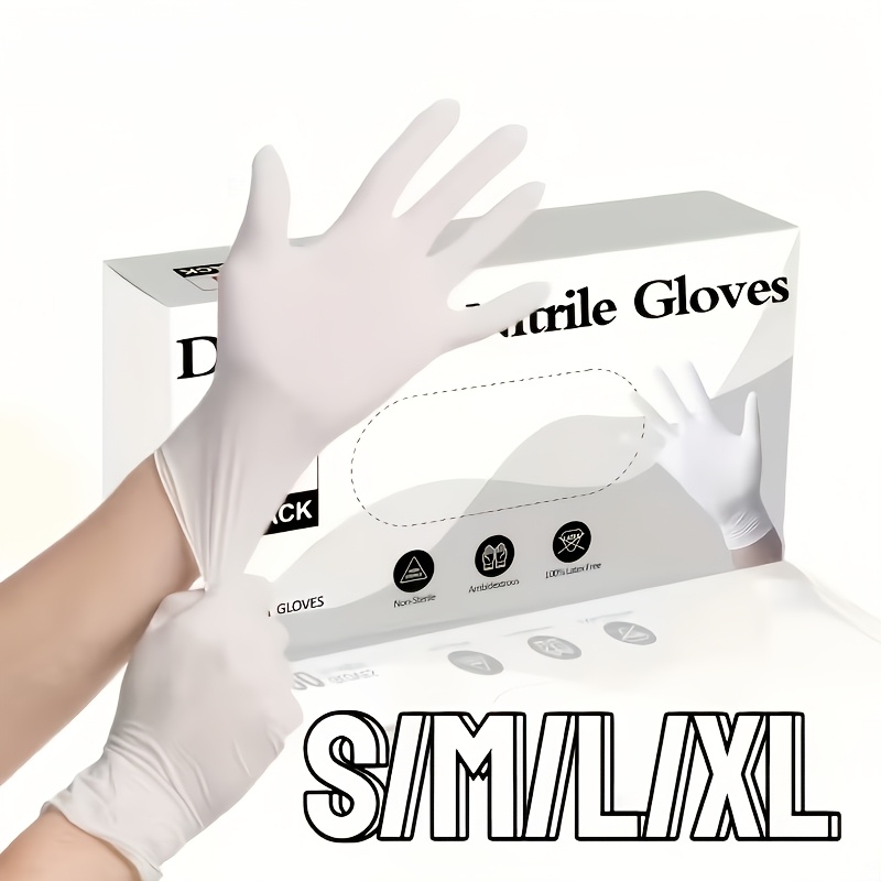 Medical Gloves - Heavy Duty White Nitrile Gloves, Anti-Slip
