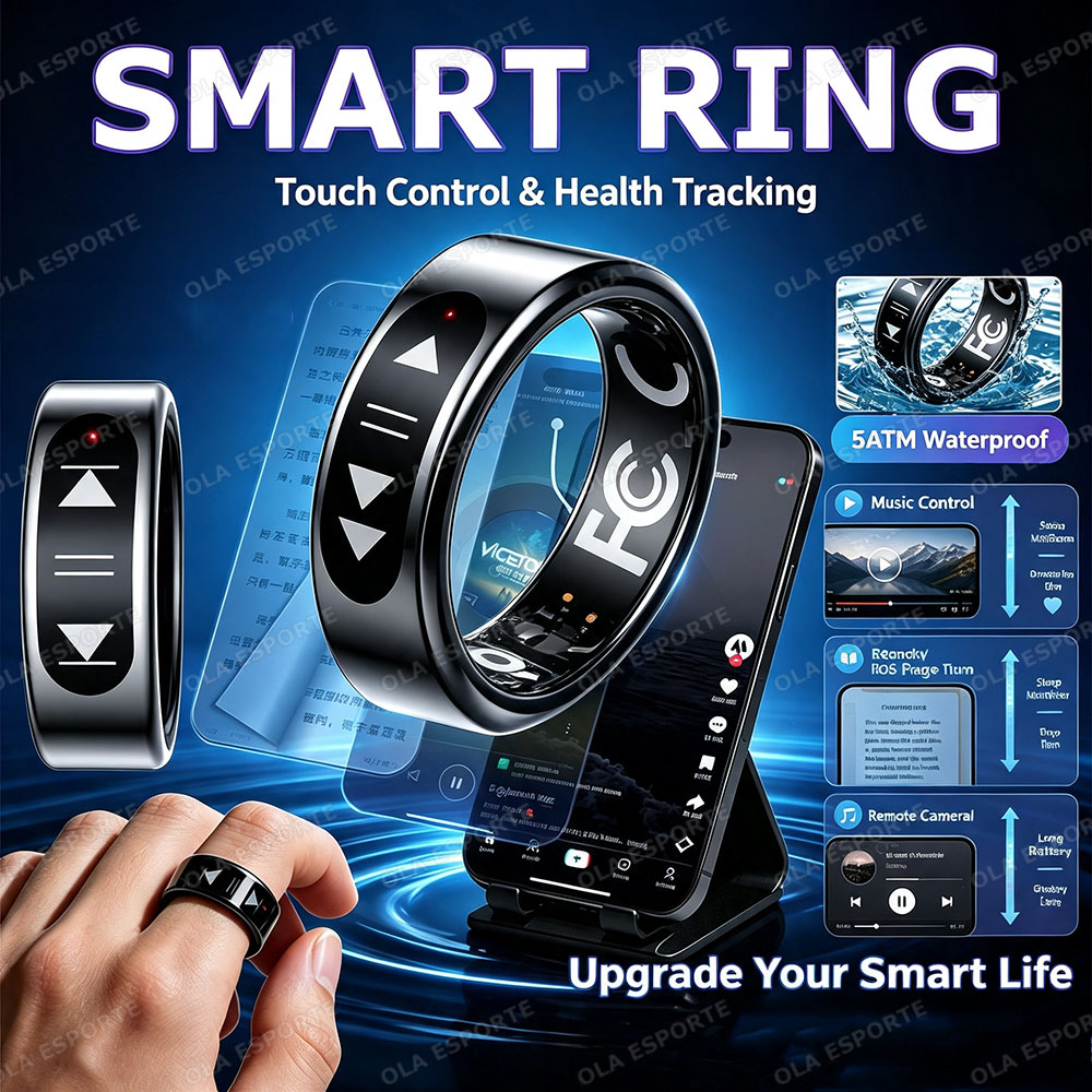 Blood Pressure Monitor - New Touch Control Smart Ring E-book/Music/