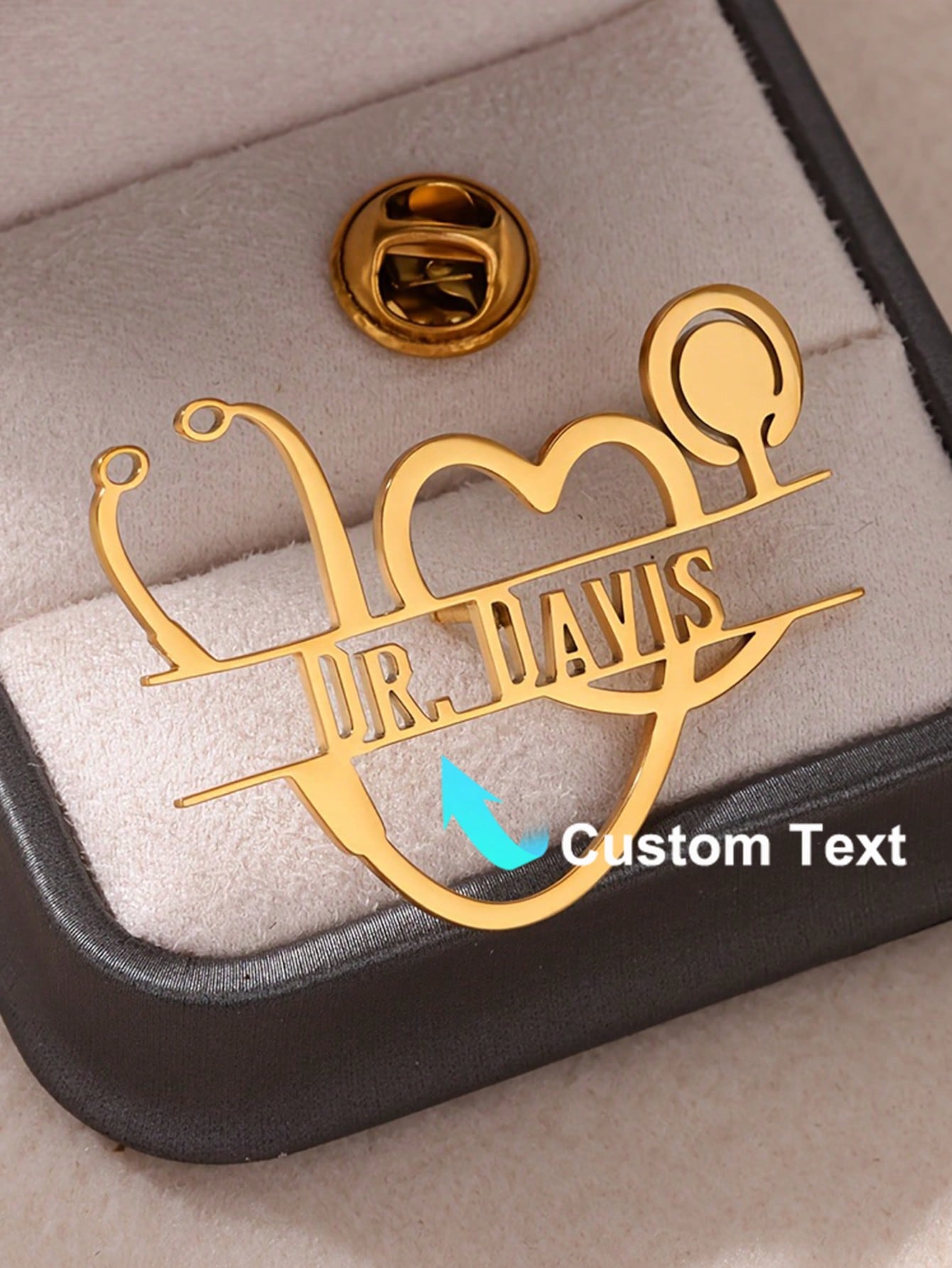 Stethoscope - Personalized Vintage Stethoscope Heart Brooch Pin