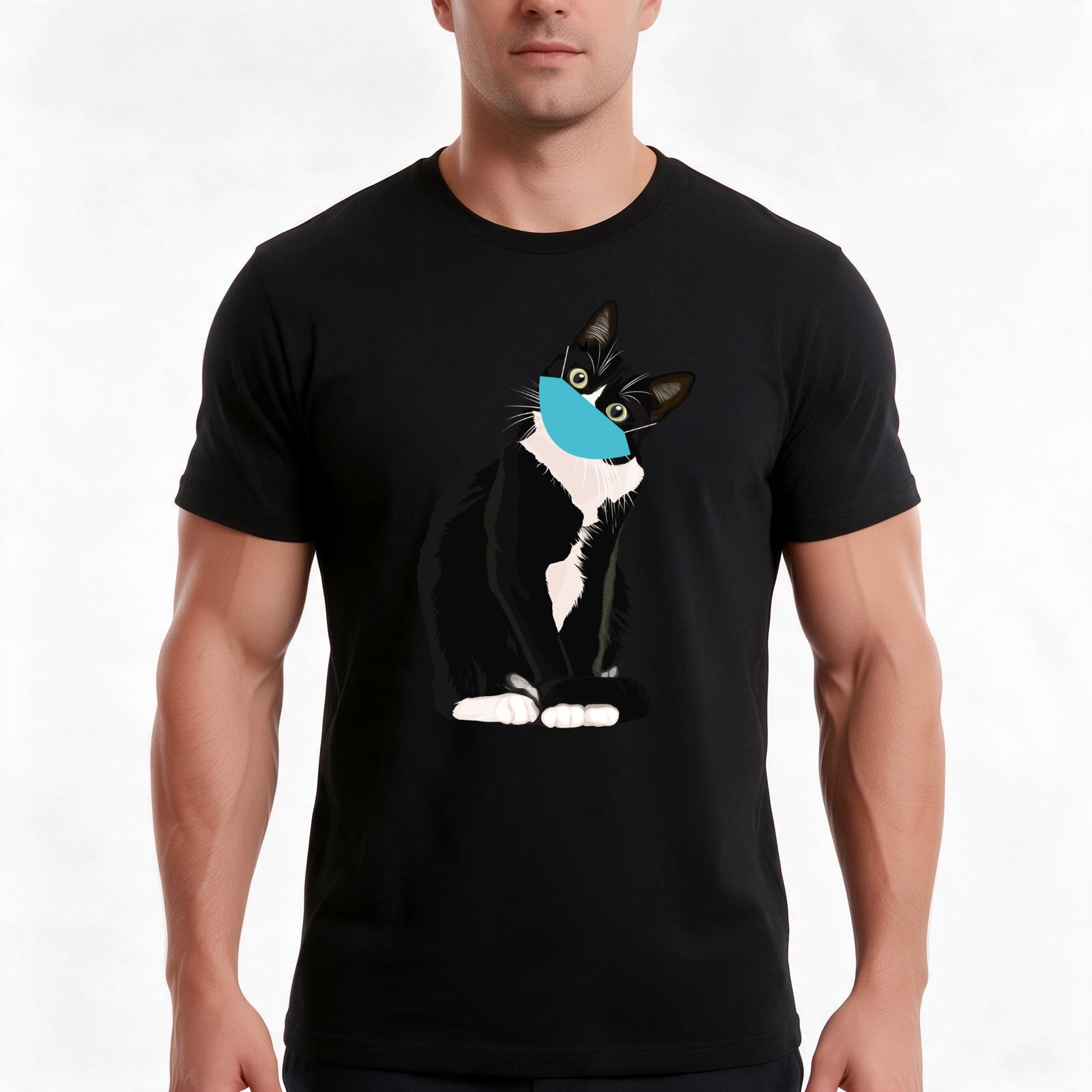 Surgical Mask - Cute Cat Wearing Surgical Mask T-Shirt,